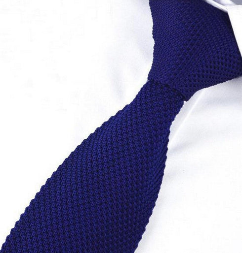 plain royal blue skinny knitted tie